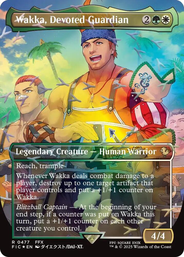 Wakka, Devoted Guardian (Borderless) (Chocobo Track Foil) - Commander: FINAL FANTASY (FIC) - 477 - NM