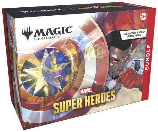 Magic: The Gathering | Marvel Super Heroes Bundle | Includes 9 Play Boosters, 30 Lands, 1 Foil Alt-Art Promo Card + Exclusive Accessories | Collectible Trading Card Game