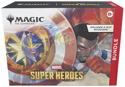 Magic: The Gathering | Marvel Super Heroes Bundle | Includes 9 Play Boosters, 30 Lands, 1 Foil Alt-Art Promo Card + Exclusive Accessories | Collectible Trading Card Game