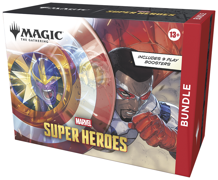 Magic: The Gathering | Marvel Super Heroes Bundle | Includes 9 Play Boosters, 30 Lands, 1 Foil Alt-Art Promo Card + Exclusive Accessories | Collectible Trading Card Game