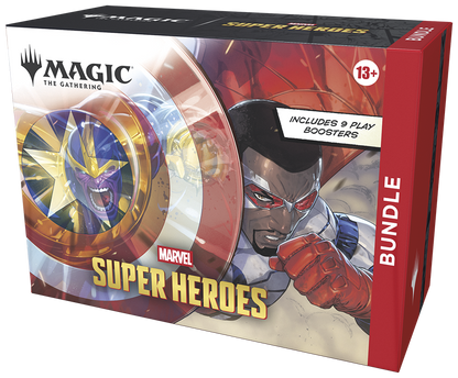 Magic: The Gathering | Marvel Super Heroes Bundle | Includes 9 Play Boosters, 30 Lands, 1 Foil Alt-Art Promo Card + Exclusive Accessories | Collectible Trading Card Game