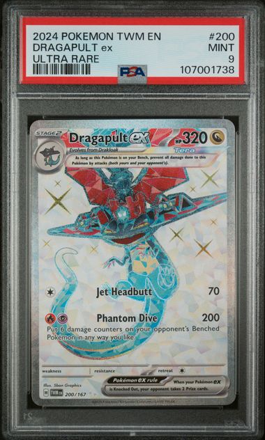 2024 POKEMON TWM EN-TWILIGHT MASQUERADE #200 DRAGAPULT ex ULTRA RARE PSA 9 (107001738)